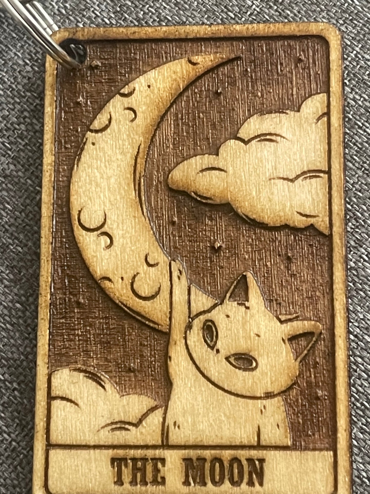 The Moon Tarot Cat Keychain – Handmade Spiritual Gift