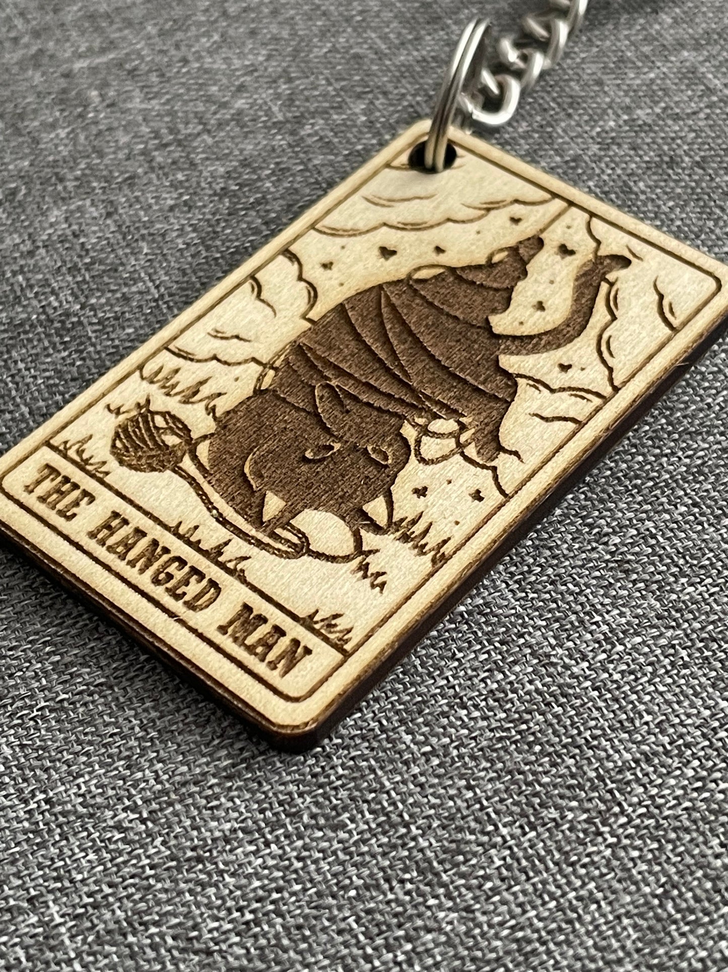 The Hanged Man Keychain – Spiritual Tarot Wooden Charm