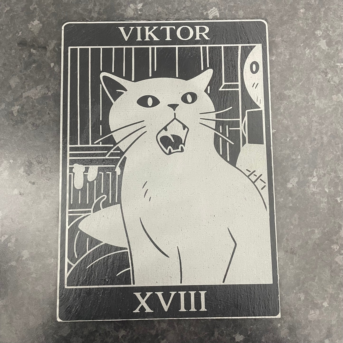 Personalised Slate Serving Board – Tarot Style Custom Engraved Gift