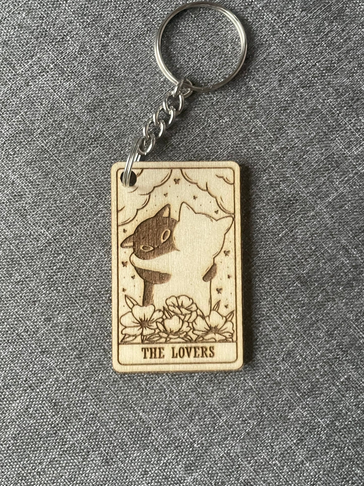 The Lovers Tarot Cat Keychain Witchy Gift