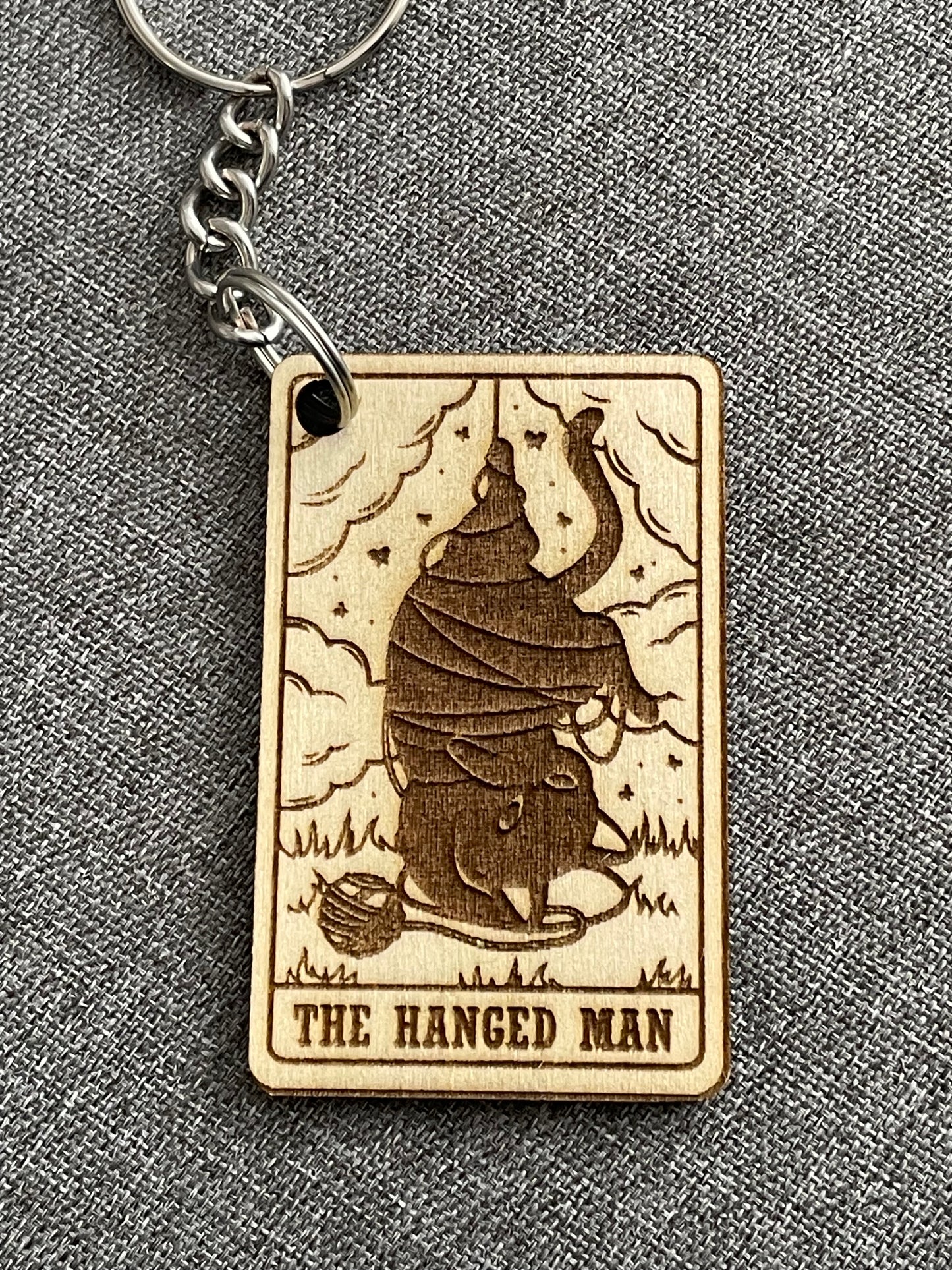 The Hanged Man Keychain – Spiritual Tarot Wooden Charm