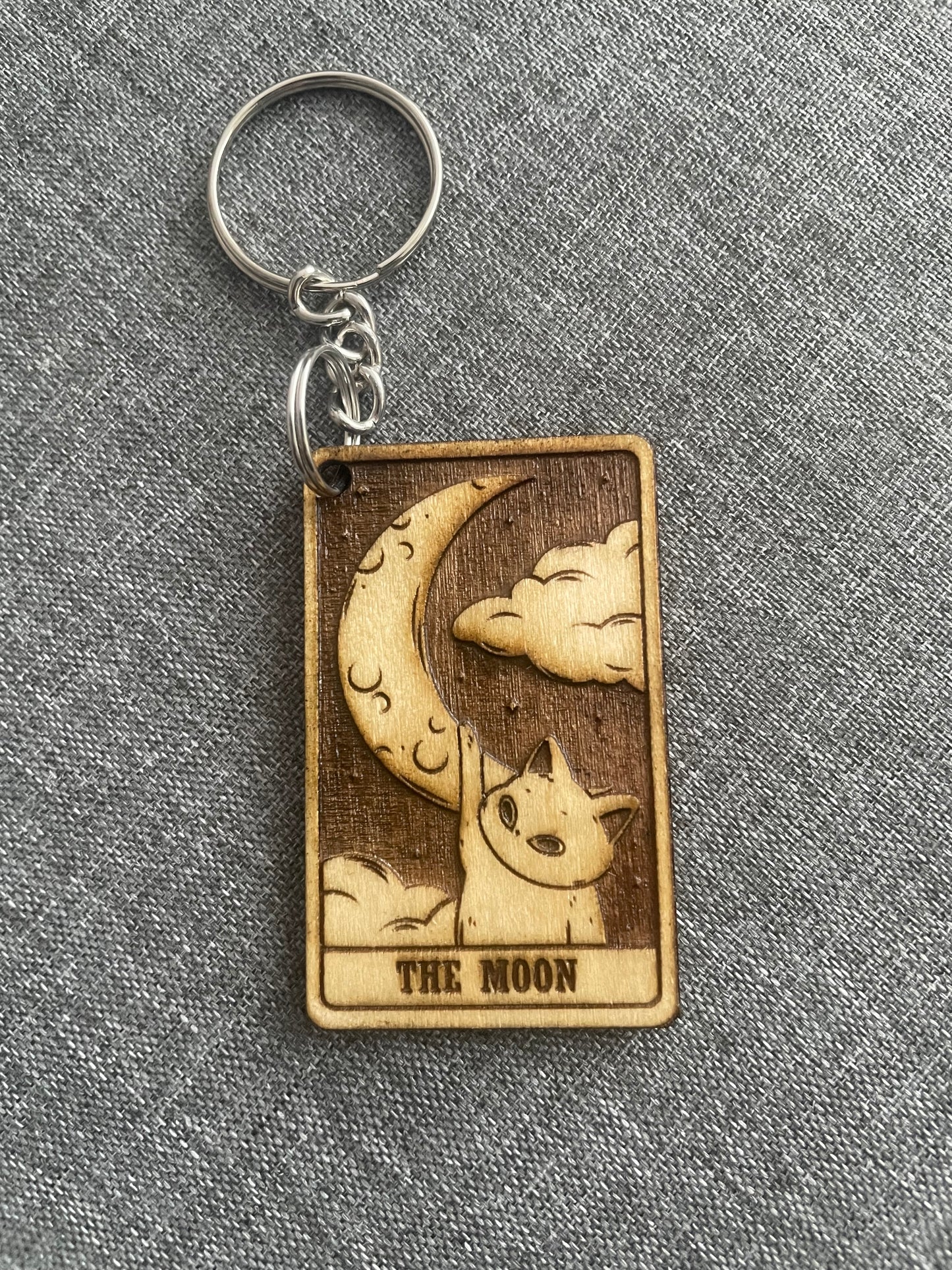 The Moon Tarot Cat Keychain – Handmade Spiritual Gift