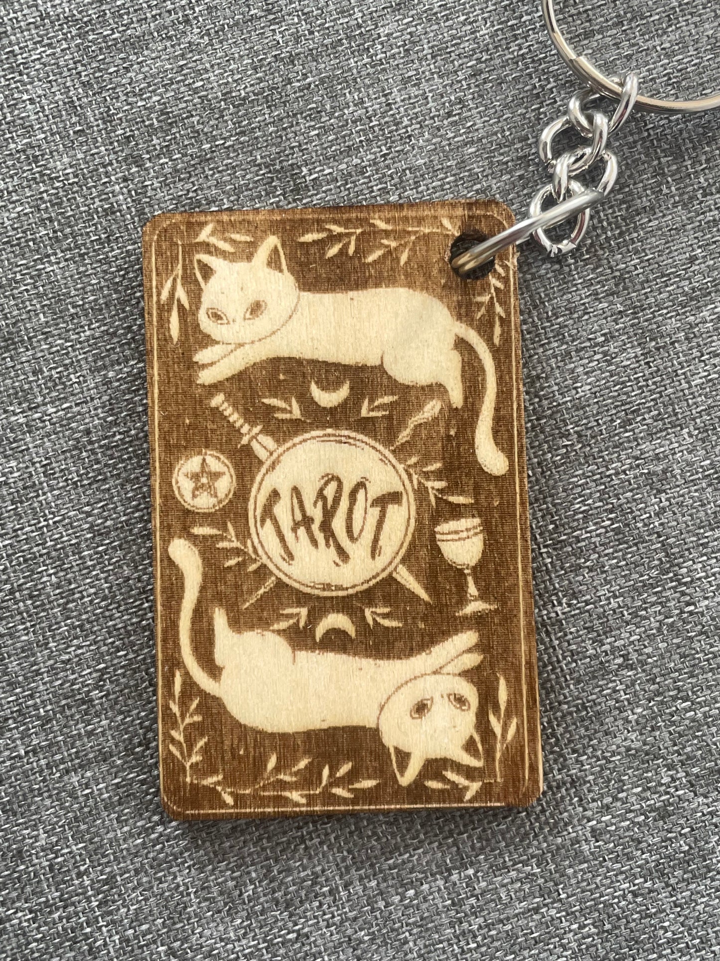The Lovers Tarot Cat Keychain Witchy Gift