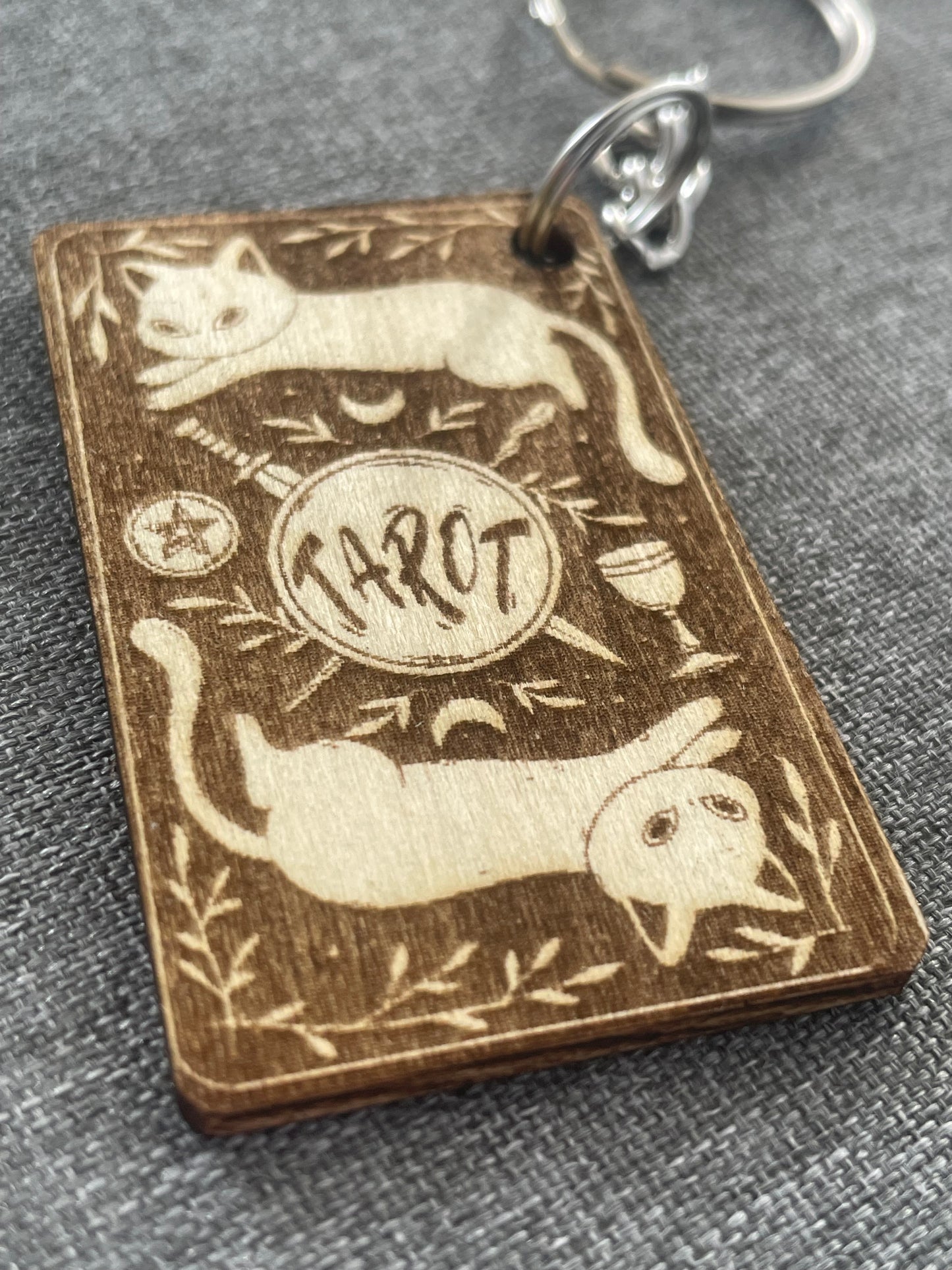 The Moon Tarot Cat Keychain – Handmade Spiritual Gift