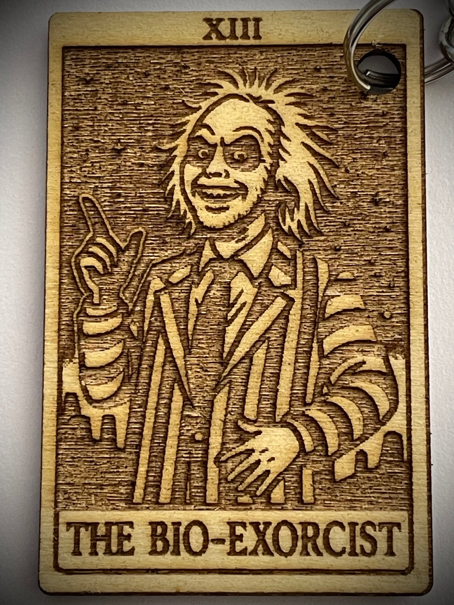 Gothic Tarot Keychain – Beetlejuice Inspired Bio-Exorcist Gift