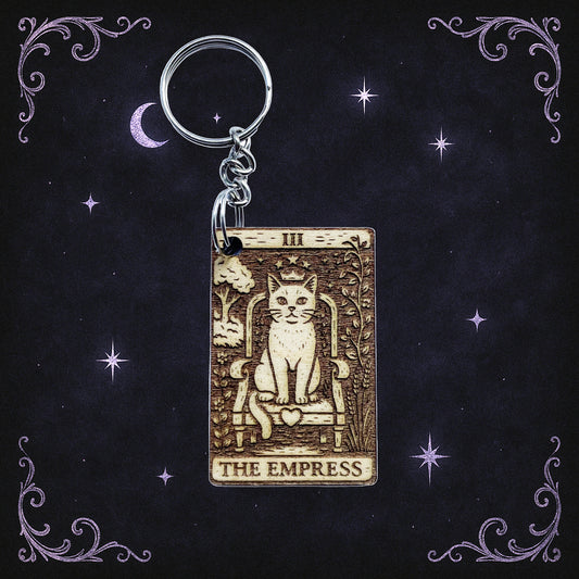 Handmade The Empress Cat Tarot Wooden Keyring