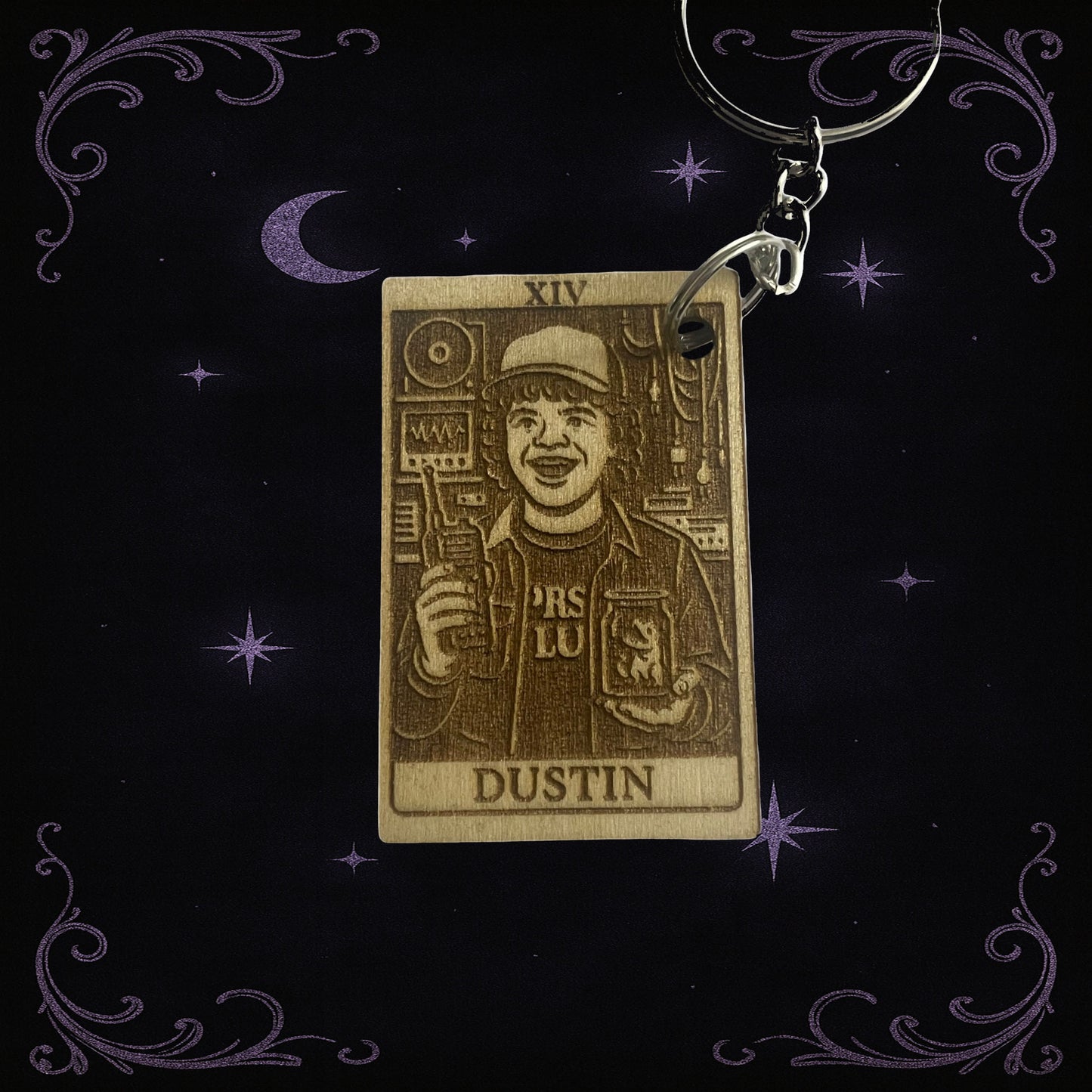 Handmade Tarot Keychain – Dustin Stranger Things Inspired
