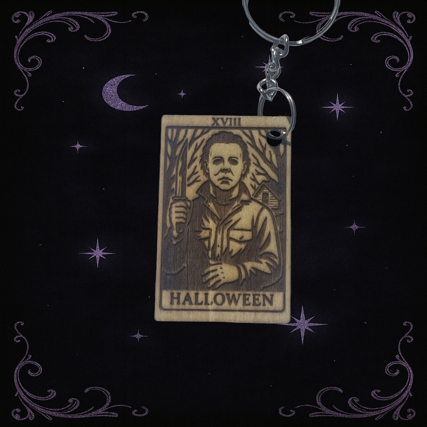 Handmade Michael Myers Keychain – Horror Movie Tarot Gift