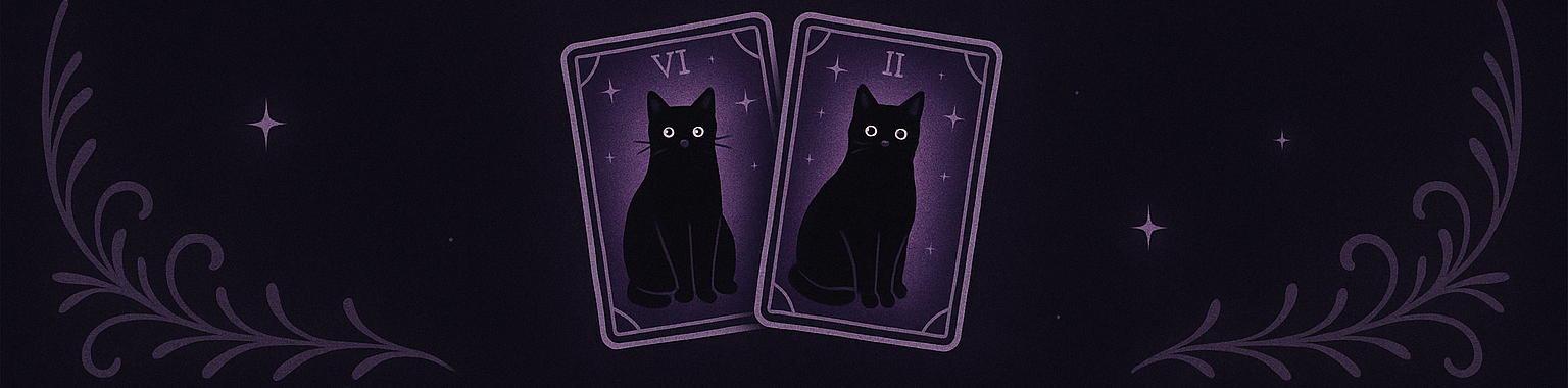 Title 'Everlasting Beans' with black cat illustrations on purple background
