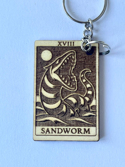 Wooden Tarot Keychain – Sandworm Beetlejuice Inspired