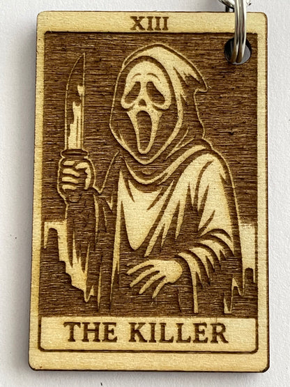 Wooden Tarot Keychain – The Killer Ghostface Inspired Gift