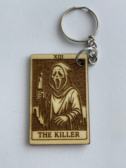 Wooden Tarot Keychain – The Killer Ghostface Inspired Gift