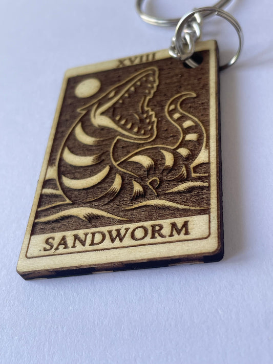 Wooden Tarot Keychain – Sandworm Beetlejuice Inspired