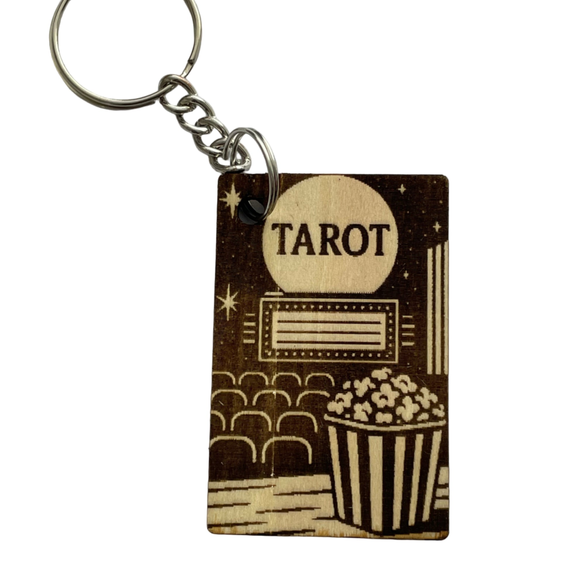 Keychain with 'Tarot' design on a plain background