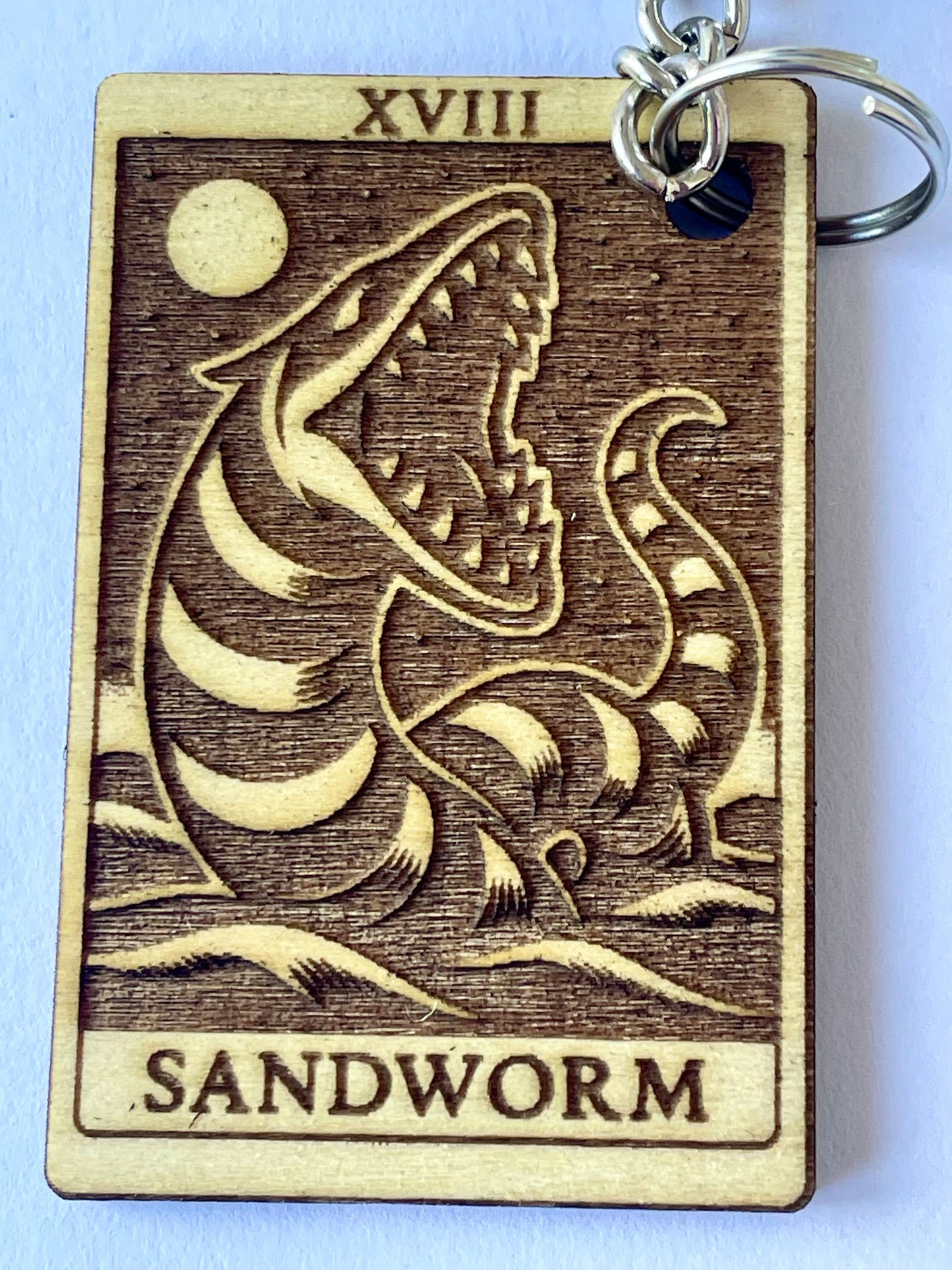 Wooden Tarot Keychain – Sandworm Beetlejuice Inspired
