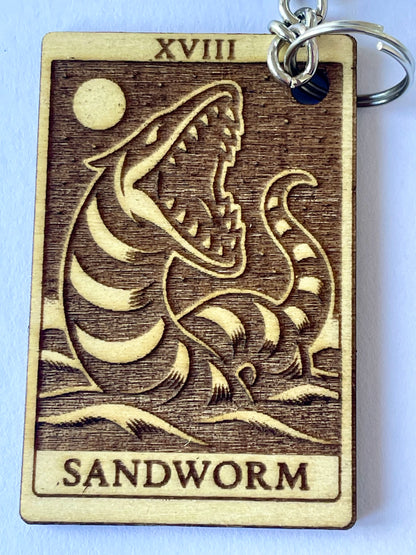 Wooden Tarot Keychain – Sandworm Beetlejuice Inspired