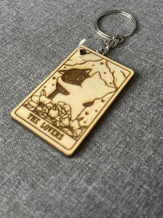 The Lovers Tarot Cat Keychain Witchy Gift