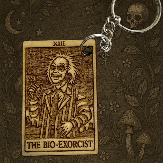 Gothic Tarot Keychain – Beetlejuice Inspired Bio-Exorcist Gift