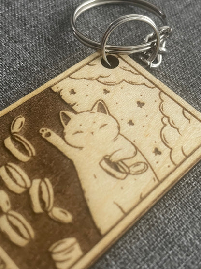 Tarot Cat Keychain – Eight of Cups Spiritual Charm