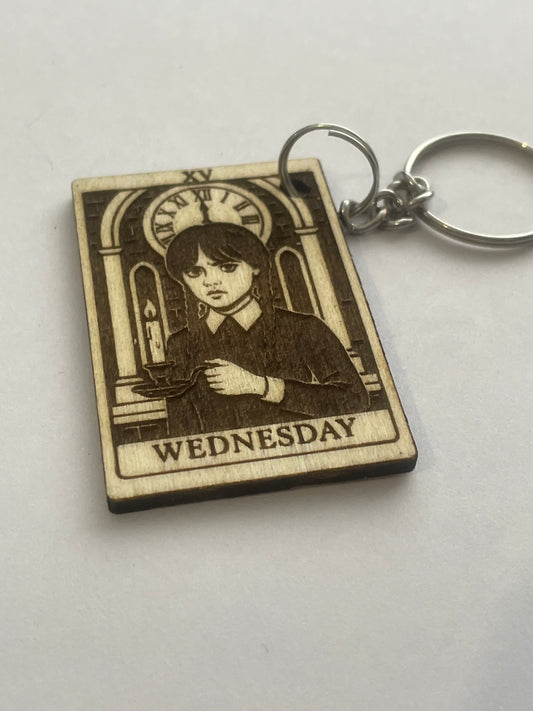 Wednesday Addams Gothic Keychain – Tarot Inspired Gift
