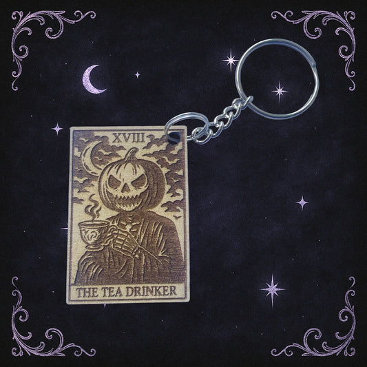 Handmade The Tea Drinker Tarot Wooden Keyring