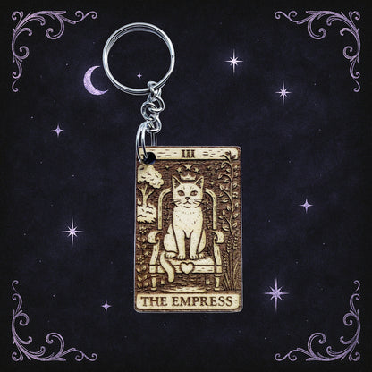 Handmade The Empress Cat Tarot Wooden Keyring