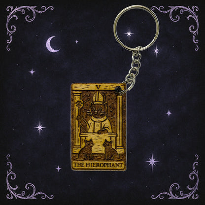 The hierophant cat tarot keyring